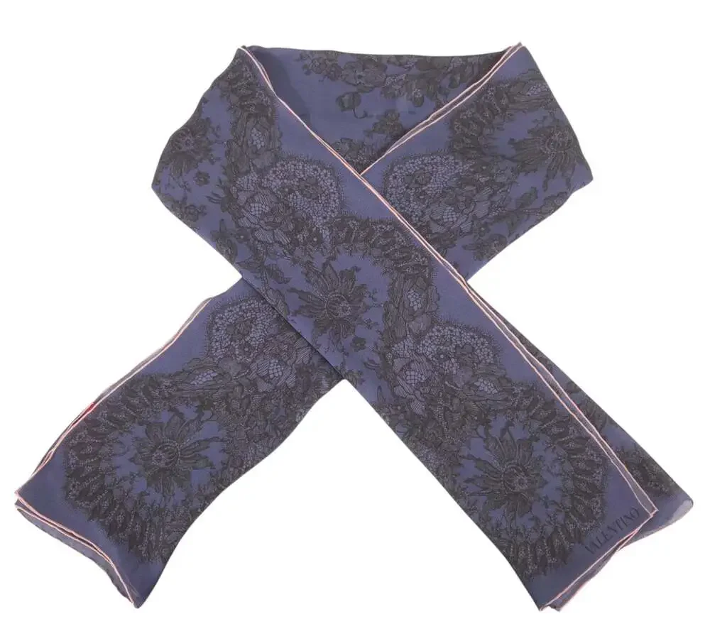 Valentino Floral Lace Print Silk Scarf 25.5